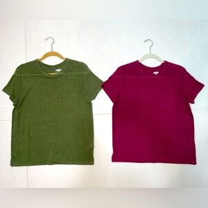 Old Navy: Set of Boyfriend Tops, (1 in Green & 1 in Burgundy) - Size S